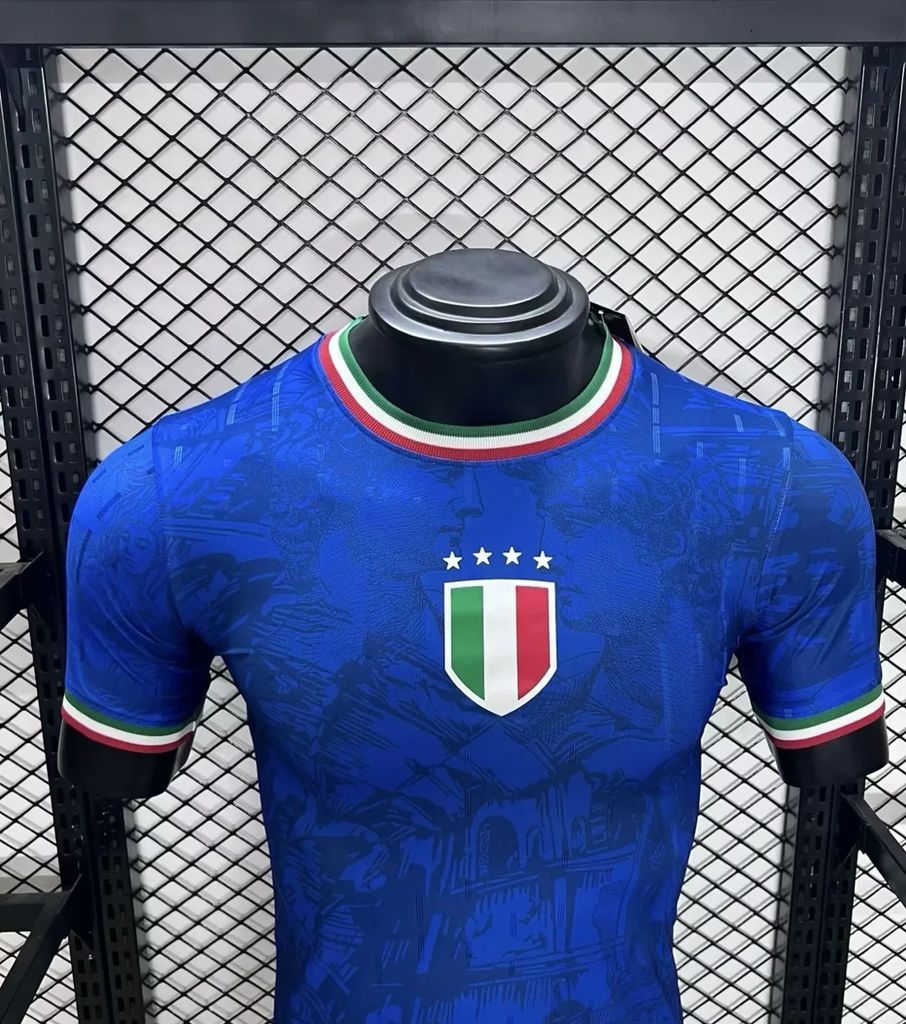 Itália 2024/25 Camisola Euro Azul co-branded Versão Versão Jogador – Homem