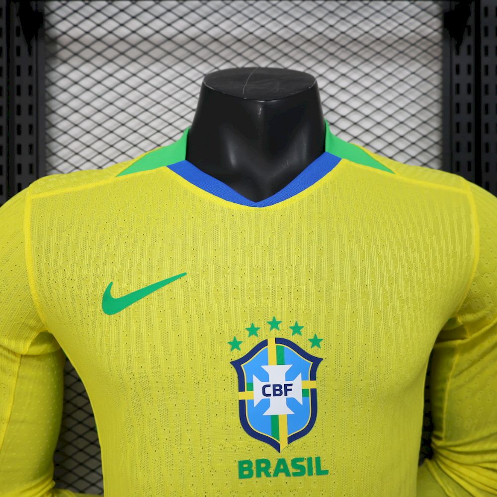Brasil 2025/26 Camisola Principal de Manga Comprida Versão Jogador – Homem