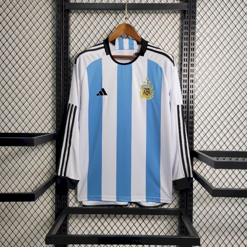 Argentina 2022/23 Camisola Principal 3-Stars de Manga Comprida – Homem