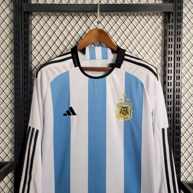 Argentina 2022/23 Camisola Principal 3-Stars de Manga Comprida – Homem