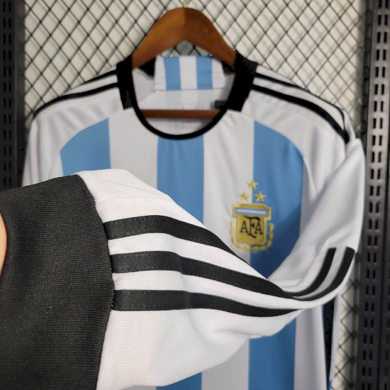Argentina 2022/23 Camisola Principal 3-Stars de Manga Comprida – Homem
