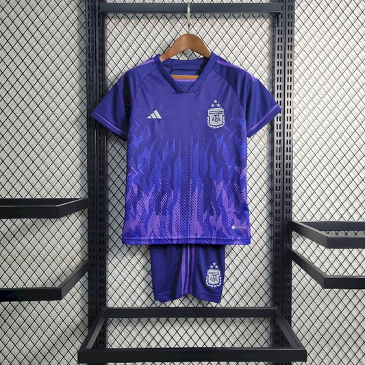 Argentina 2022 Conjunto Alternativo Word Taça 3-Stars – Criança