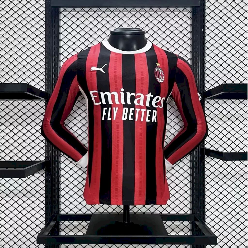 AC Milan 2024/25 Camisola Principal de Manga Comprida Versão Jogador – Homem