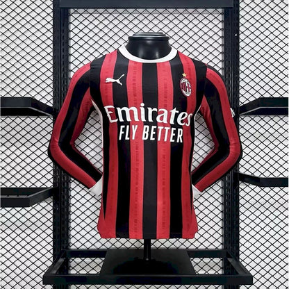 AC Milan 2024/25 Camisola Principal de Manga Comprida Versão Jogador – Homem