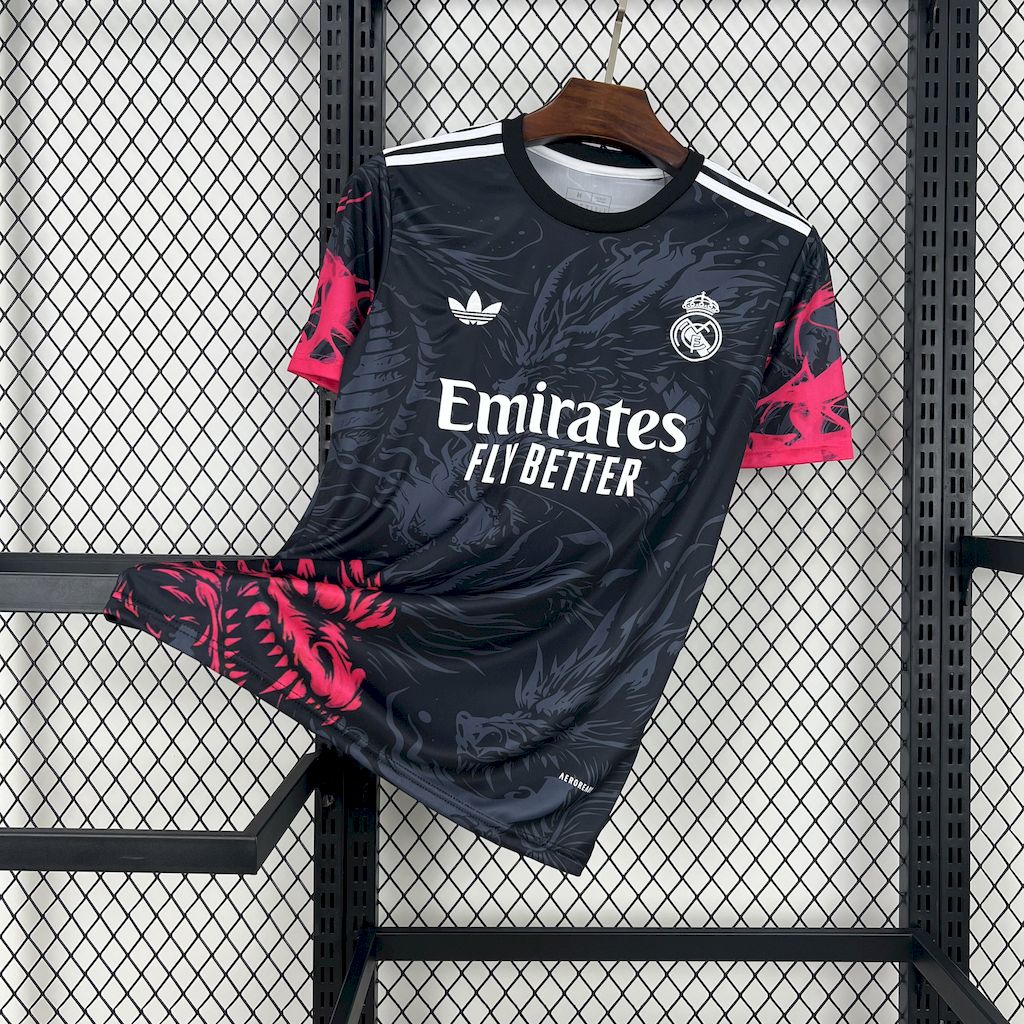Real Madrid 2024/25 Camisola Preta Vermelha Dragon – Homem