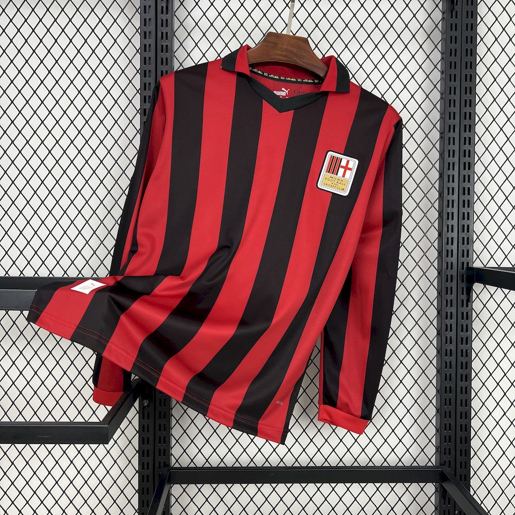 AC Milan 2024/25 Camisola 125.º Aniversário Edição de Manga Comprida Retro – Homem