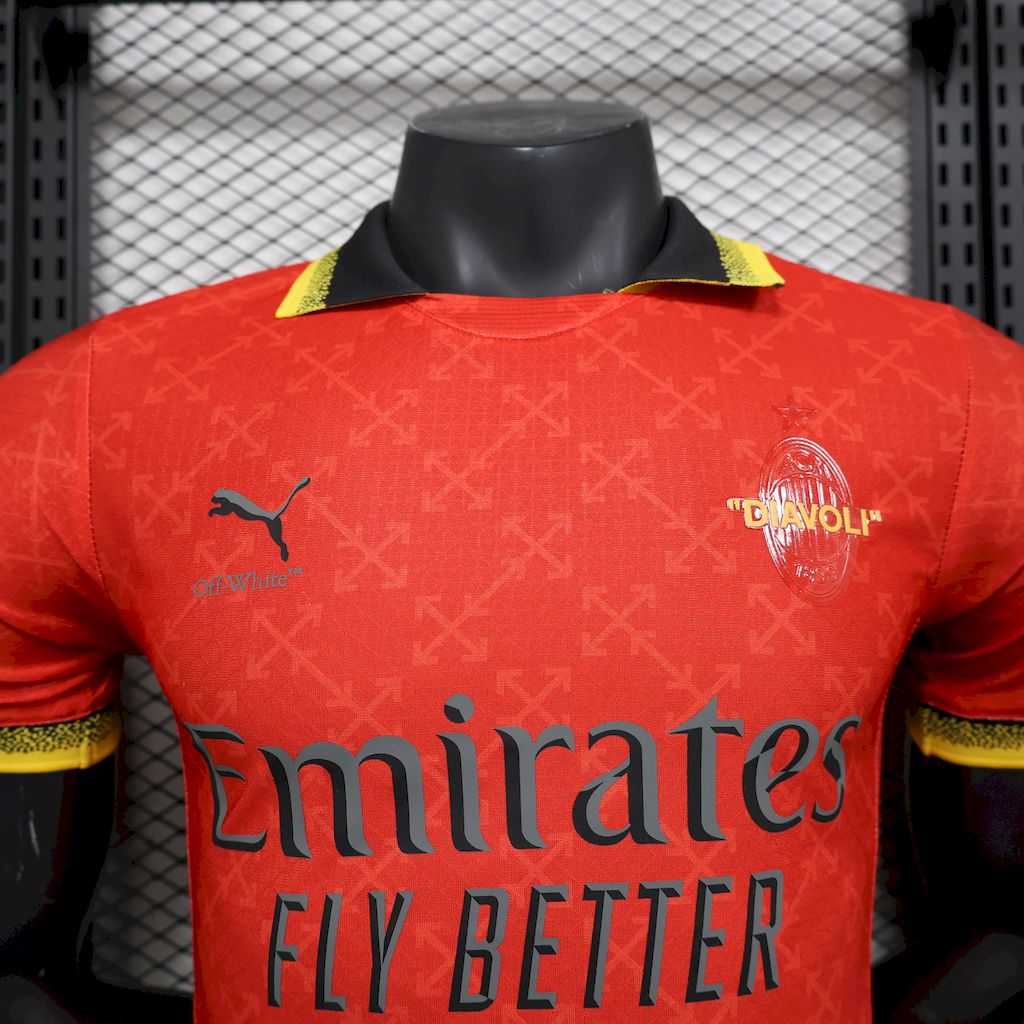 AC Milan 2025/26 Camisola Co-Branded Vermelha Edição Versão Jogador – Homem