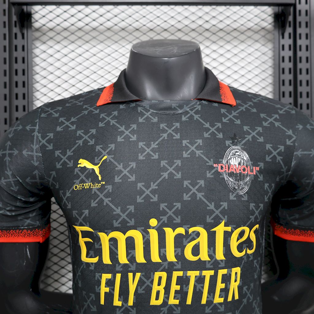 AC Milan 2025/26 Camisola Co-Branded Preta Edição Versão Jogador – Homem