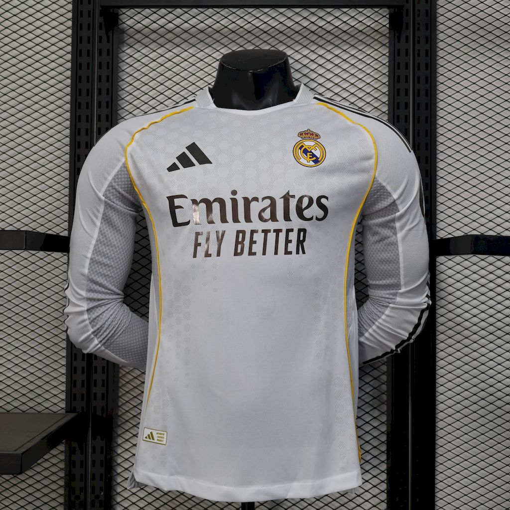 Real Madrid 2025/26 Camisola Principal de Manga Comprida Versão Jogador – Homem
