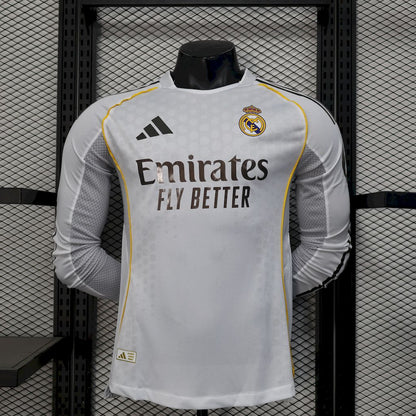 Real Madrid 2025/26 Camisola Principal de Manga Comprida Versão Jogador – Homem