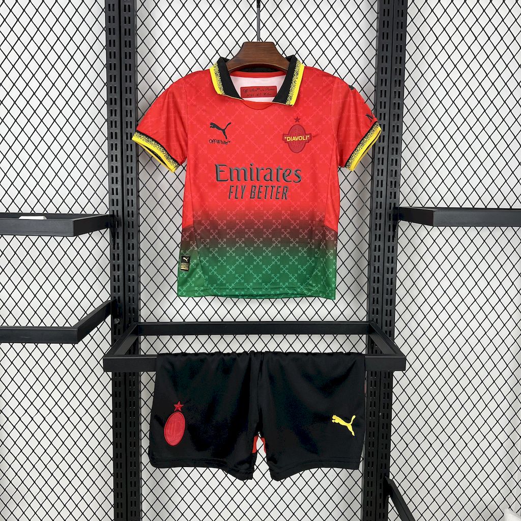 AC Milan 2025/26 Conjunto Co-Branded Vermelho Edição – Criança