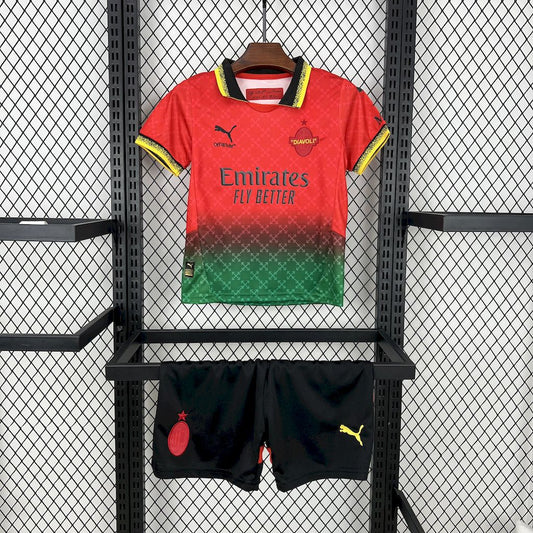 AC Milan 2025/26 Conjunto Co-Branded Vermelho Edição – Criança