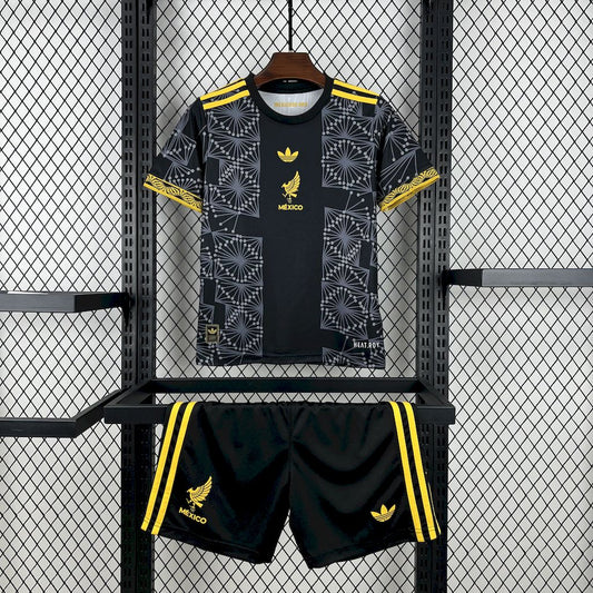 México 2025/26 Conjunto Dourado e Preto – Criança