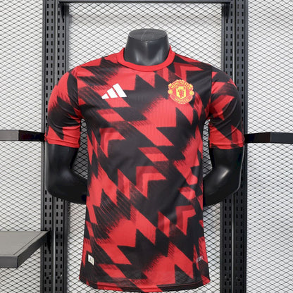 Manchester United 2025/26 Camisola de Pré-Jogo Vermelha e Preta Versão Jogador – Homem