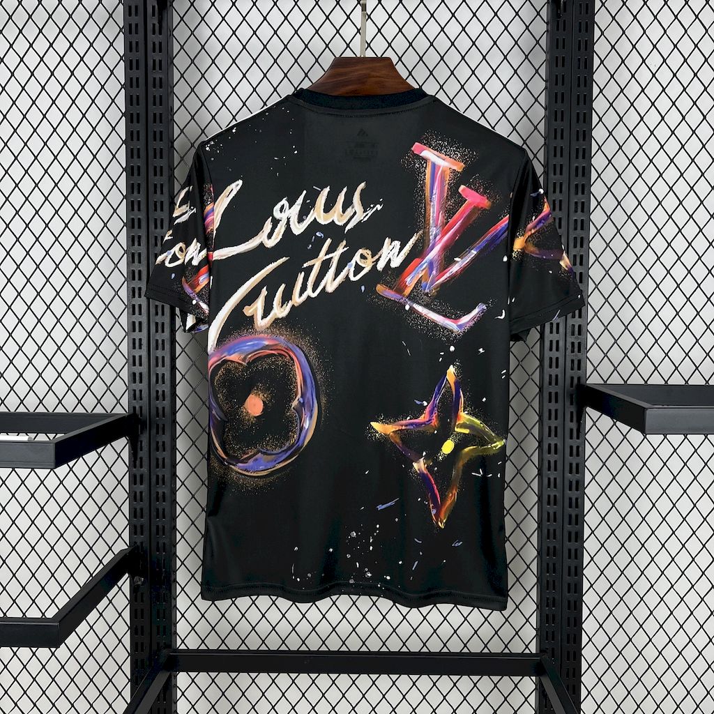 Real Madrid 2025/26 Camisola Louis Vuitton Conjunta Edição Preta colorful Versão – Homem