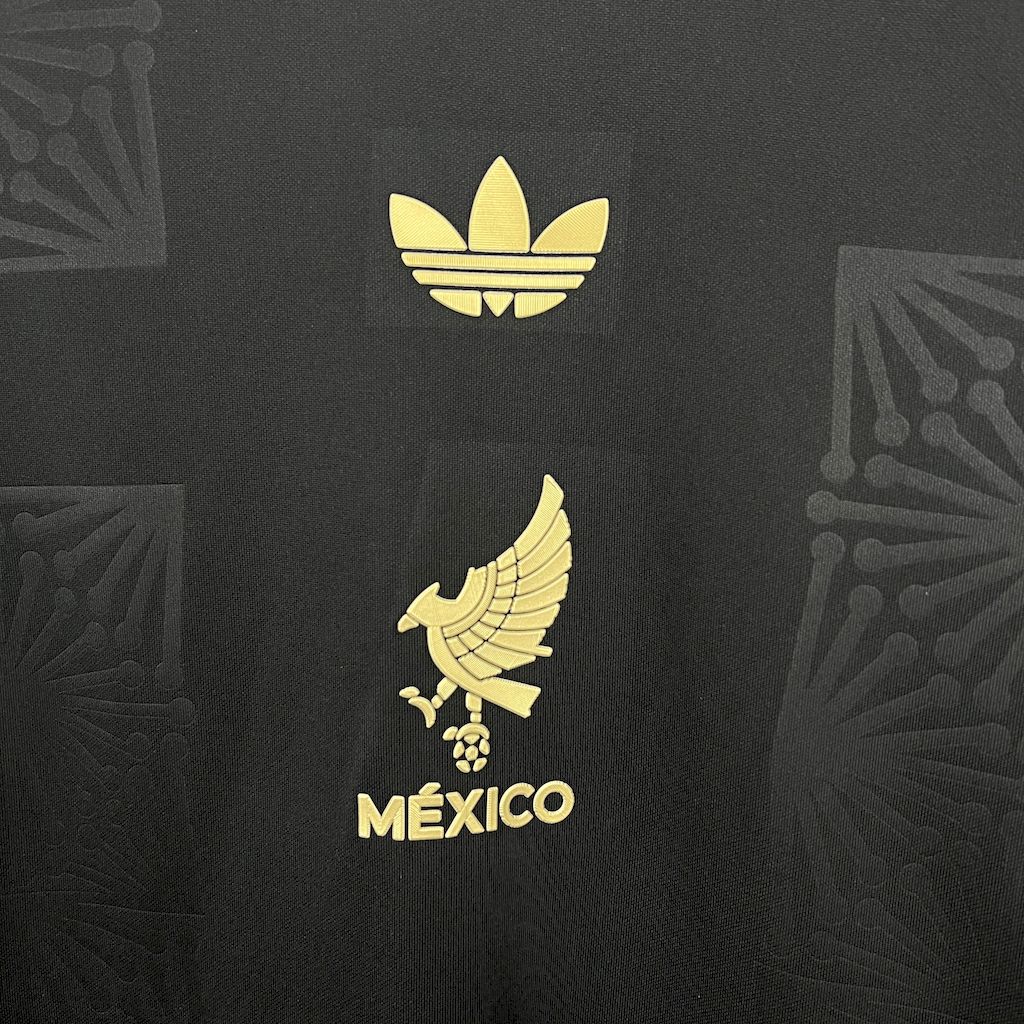 México 2025/26 Camisola Dourada e Preta de Manga Comprida – Homem