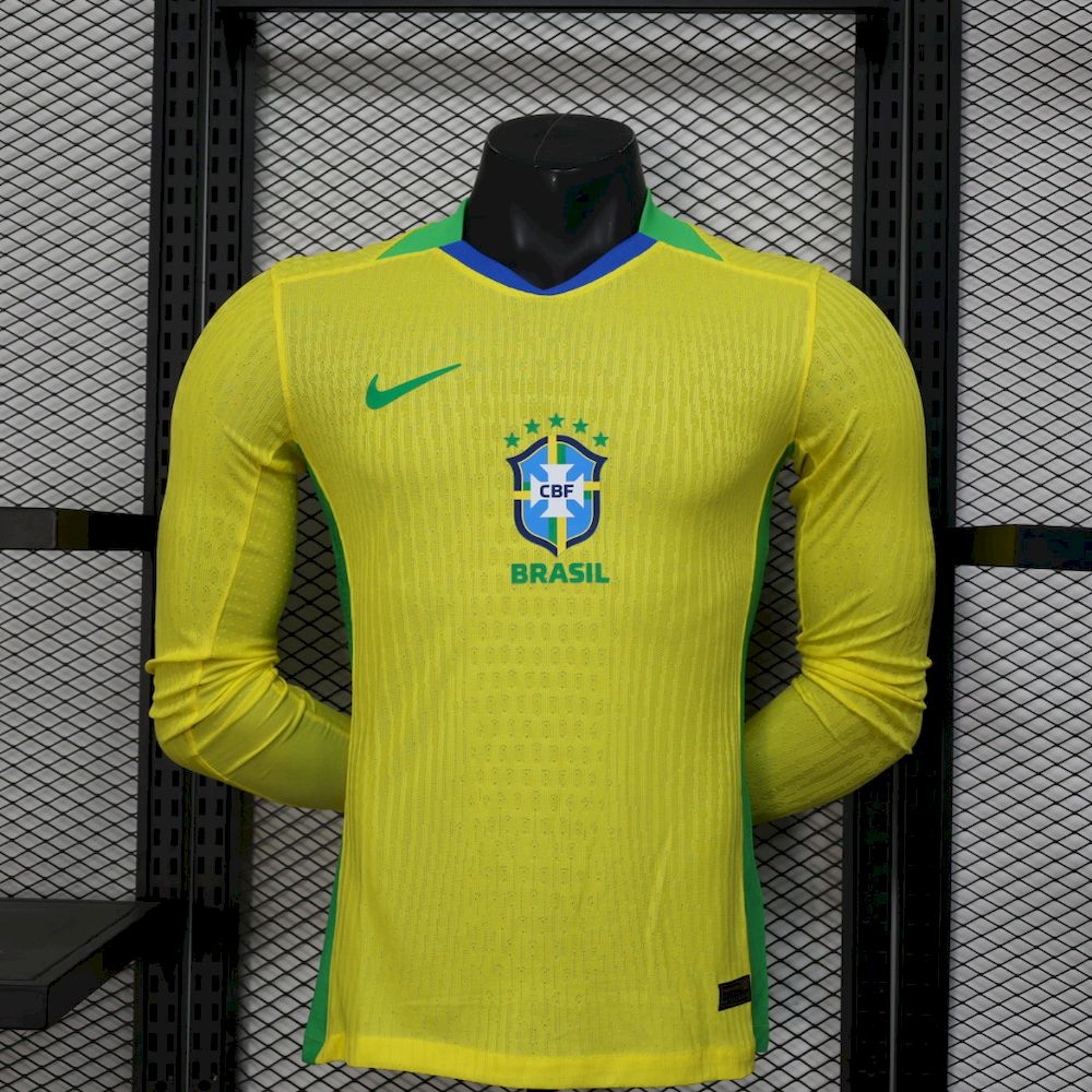 Brasil 2025/26 Camisola Principal de Manga Comprida Versão Jogador – Homem