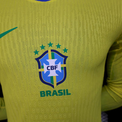 Brasil 2025/26 Camisola Principal de Manga Comprida Versão Jogador – Homem