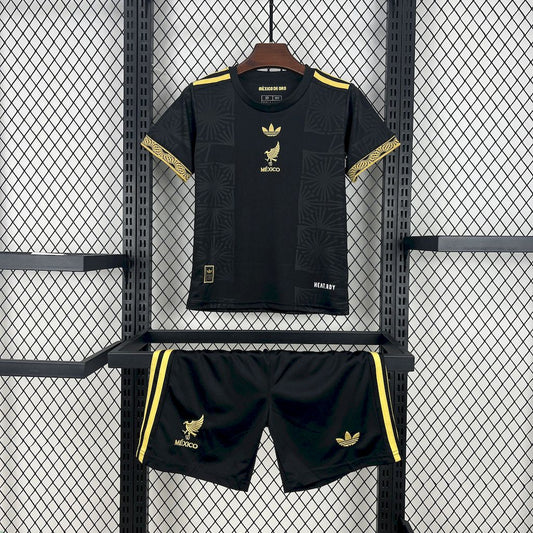 México 2025/26 Conjunto Dourado e Preto – Criança
