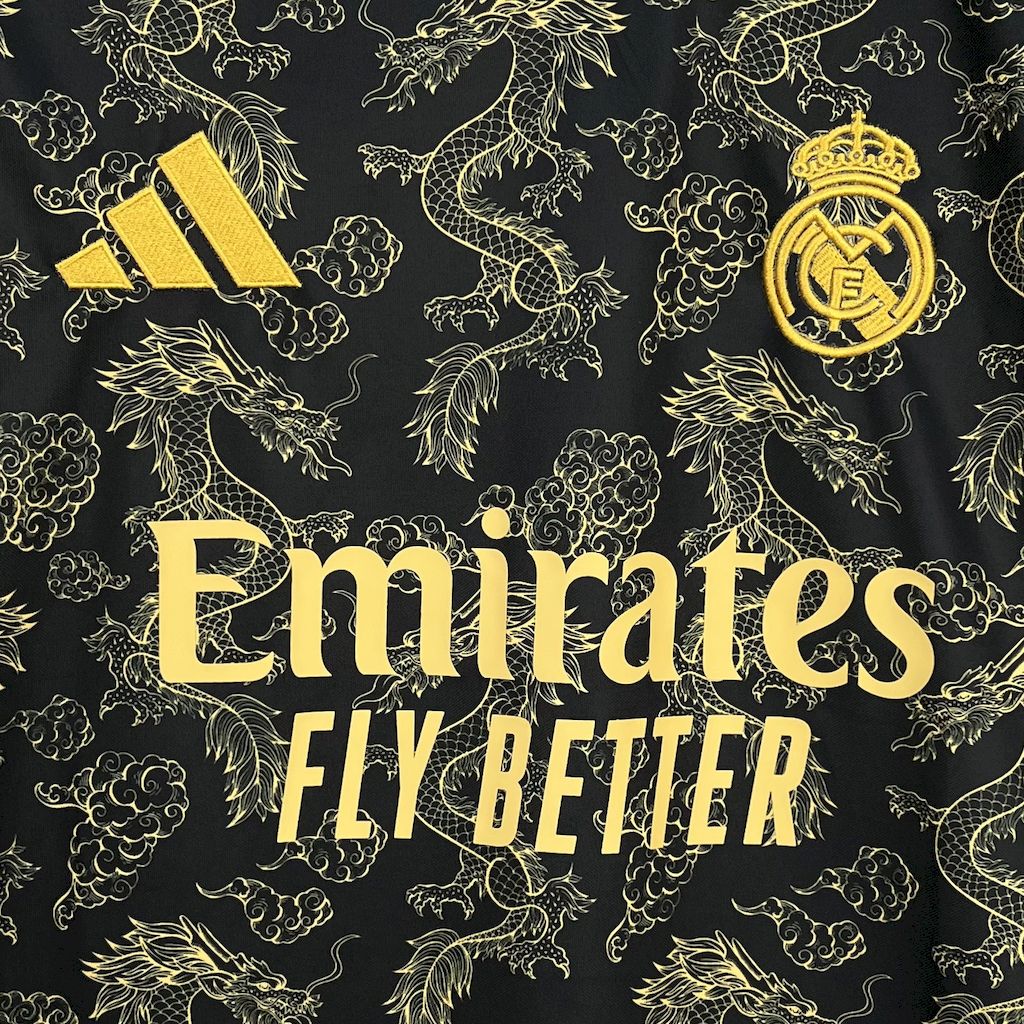 Real Madrid 2025/26 Camisola Preta Golden Dragon Edição – Homem