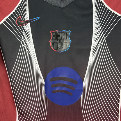 Barcelona 2025/26 Camisola Preta e Vermelha Edição Especial (com Liga dos Campeões) – Homem