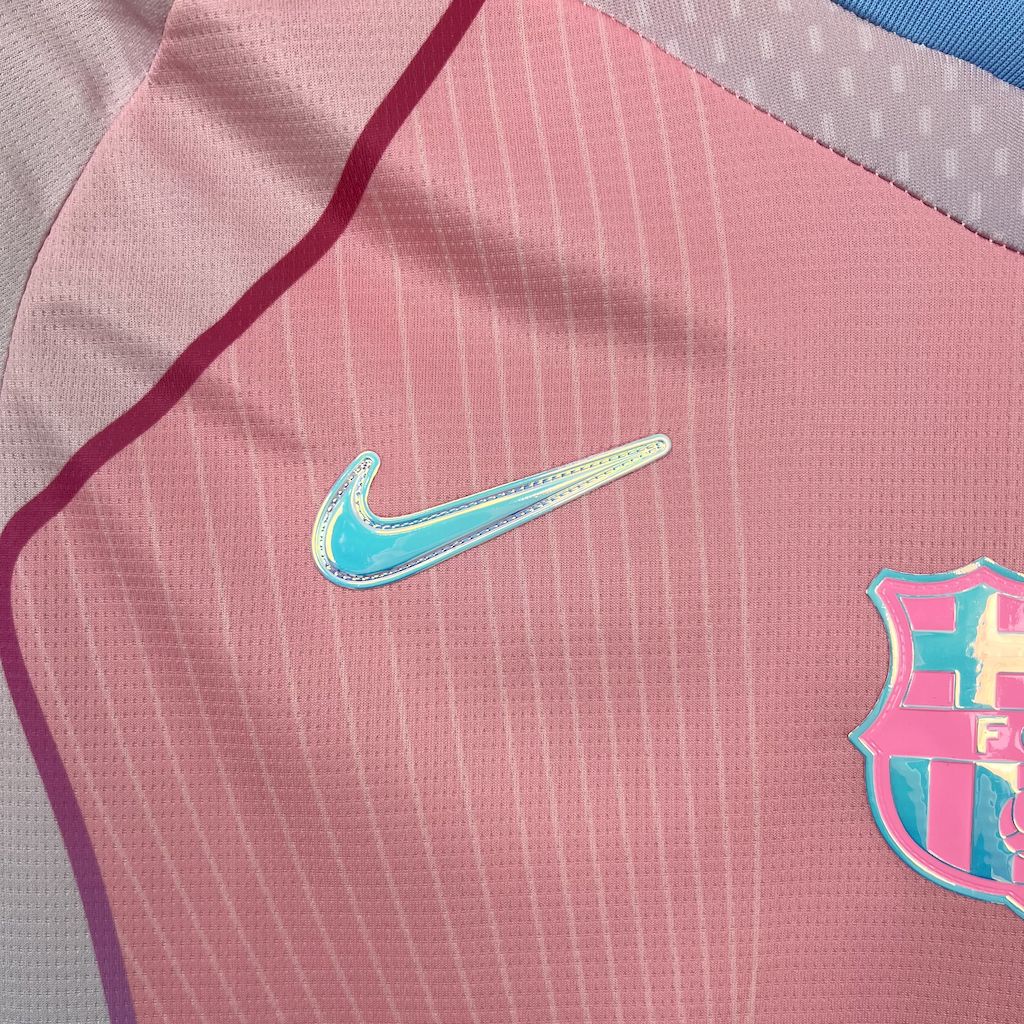 Barcelona 2025/26 Camisola Rosa Edição Especial (com Liga dos Campeões) – Homem