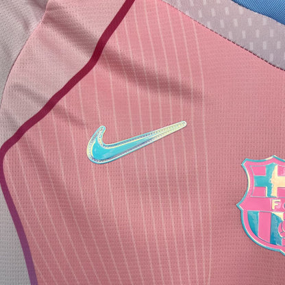 Barcelona 2025/26 Camisola Rosa Edição Especial (com Liga dos Campeões) – Homem