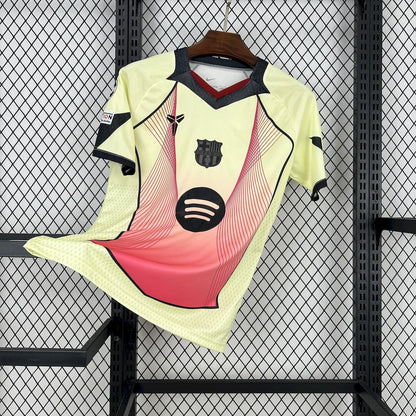 Barcelona 2025/26 Camisola Amarela Rosa Edição Especial (com Liga dos Campeões) – Homem