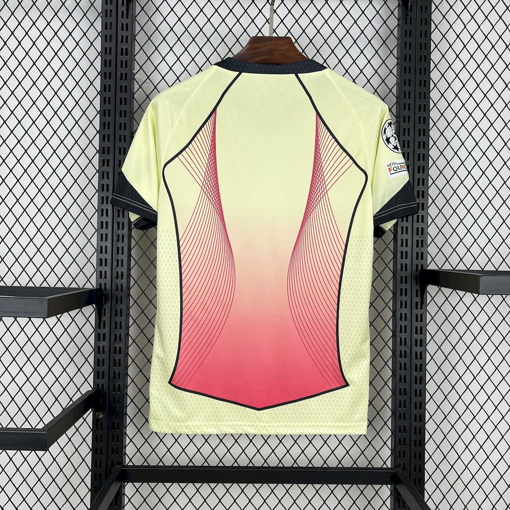 Barcelona 2025/26 Camisola Amarela Rosa Edição Especial (com Liga dos Campeões) – Homem