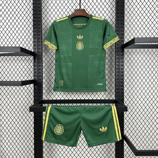 México 2025/26 Conjunto Dourado e Verde – Criança