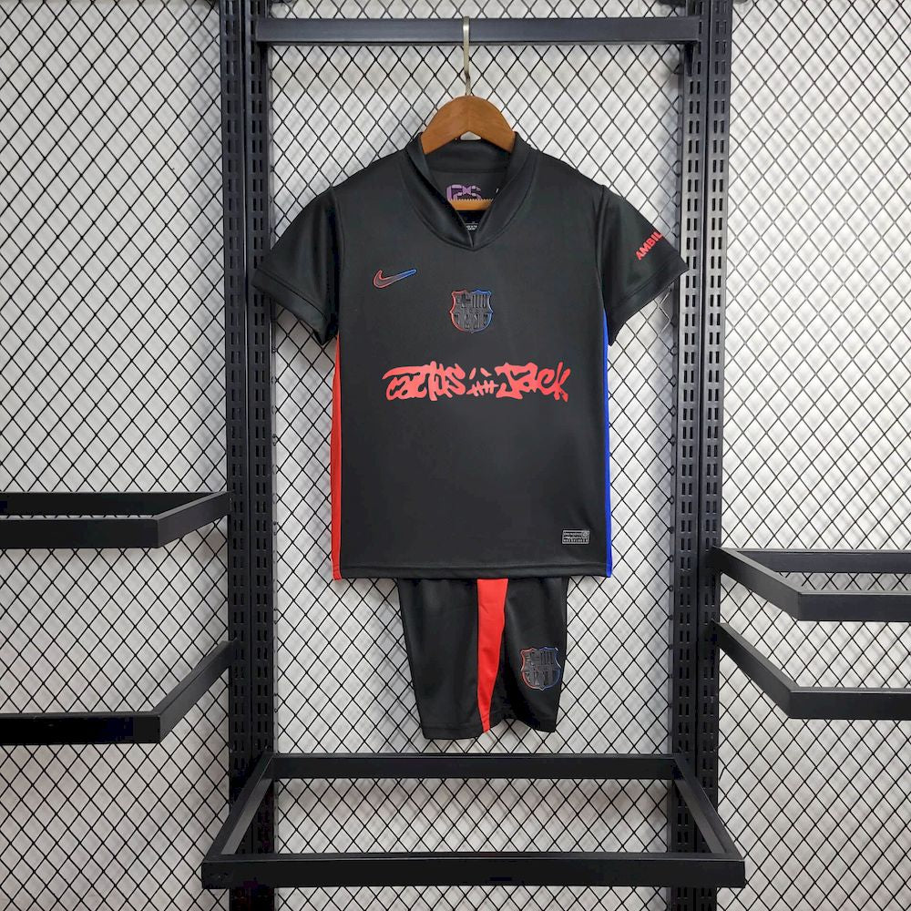 Barcelona 2024/25 Conjunto Alternativo Travis Scott Edição – Criança