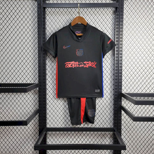 Barcelona 2024/25 Conjunto Alternativo Travis Scott Edição – Criança