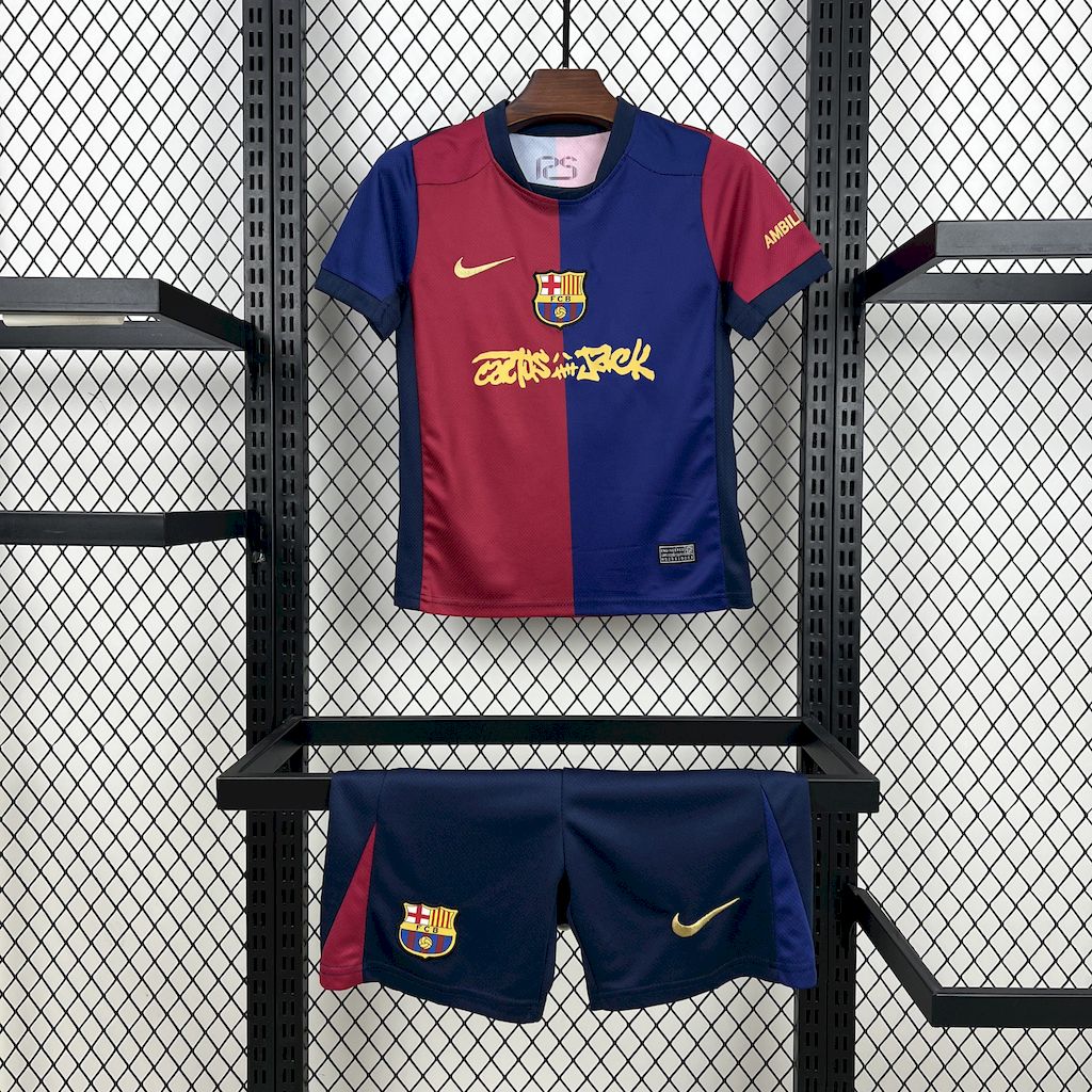 Barcelona 2024/25 Conjunto Principal Travis Scott Edição – Criança
