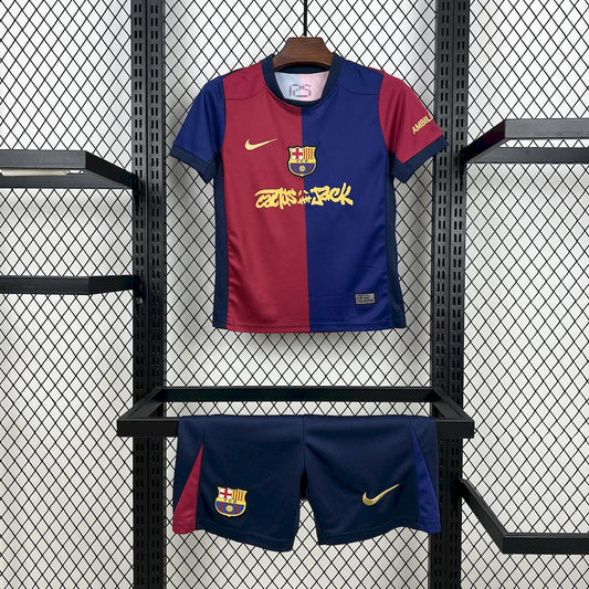 Barcelona 2024/25 Conjunto Principal Travis Scott Edição – Criança
