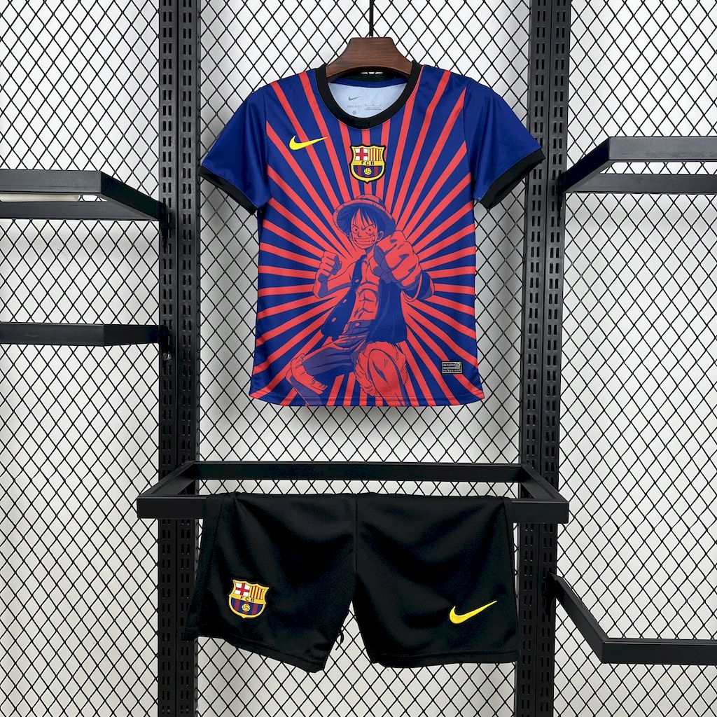 Barcelona 2025/26 Conjunto ワンピース-モンキー・D・ルフィ – Criança