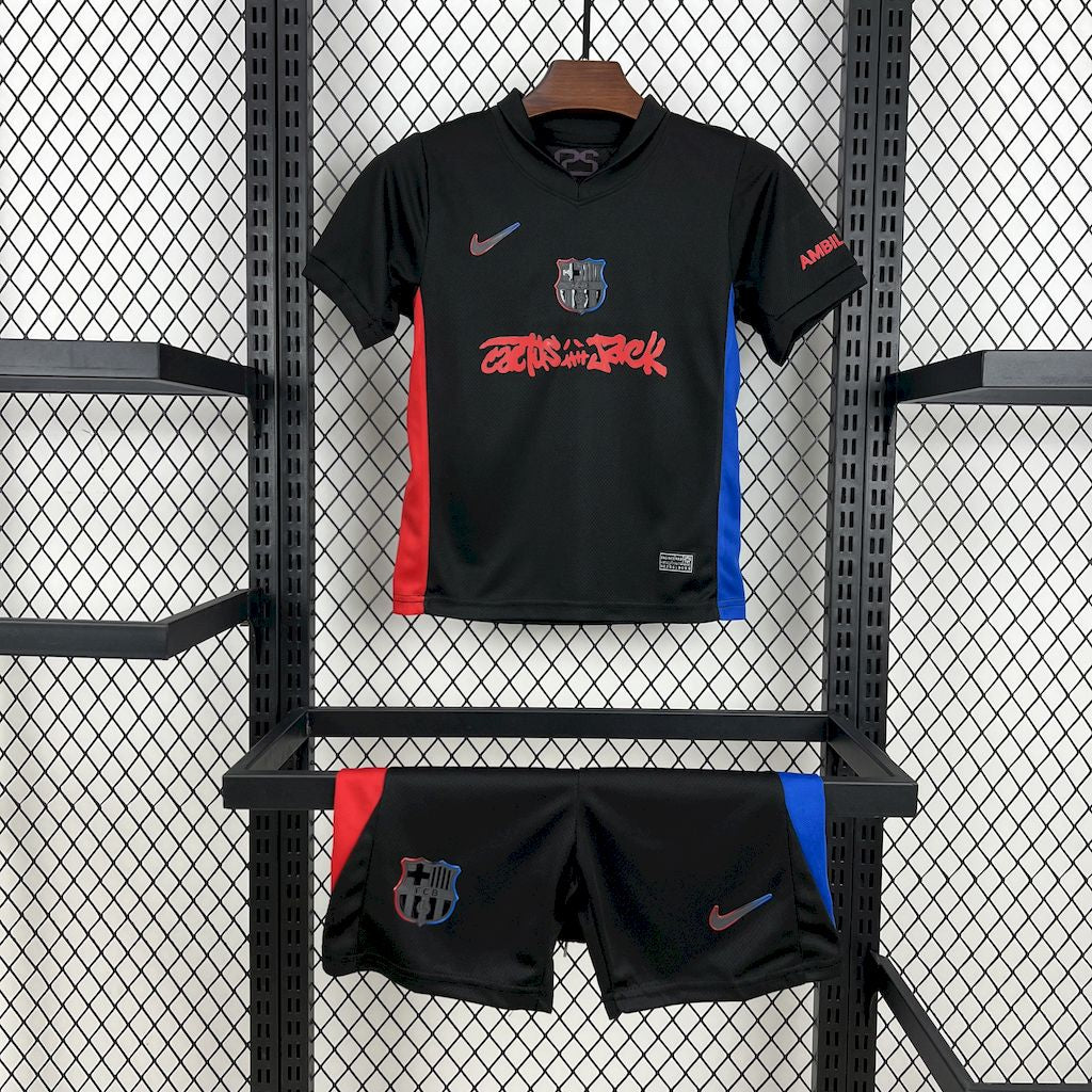 Barcelona 2024/25 Conjunto Alternativo Travis Scott Edição – Criança