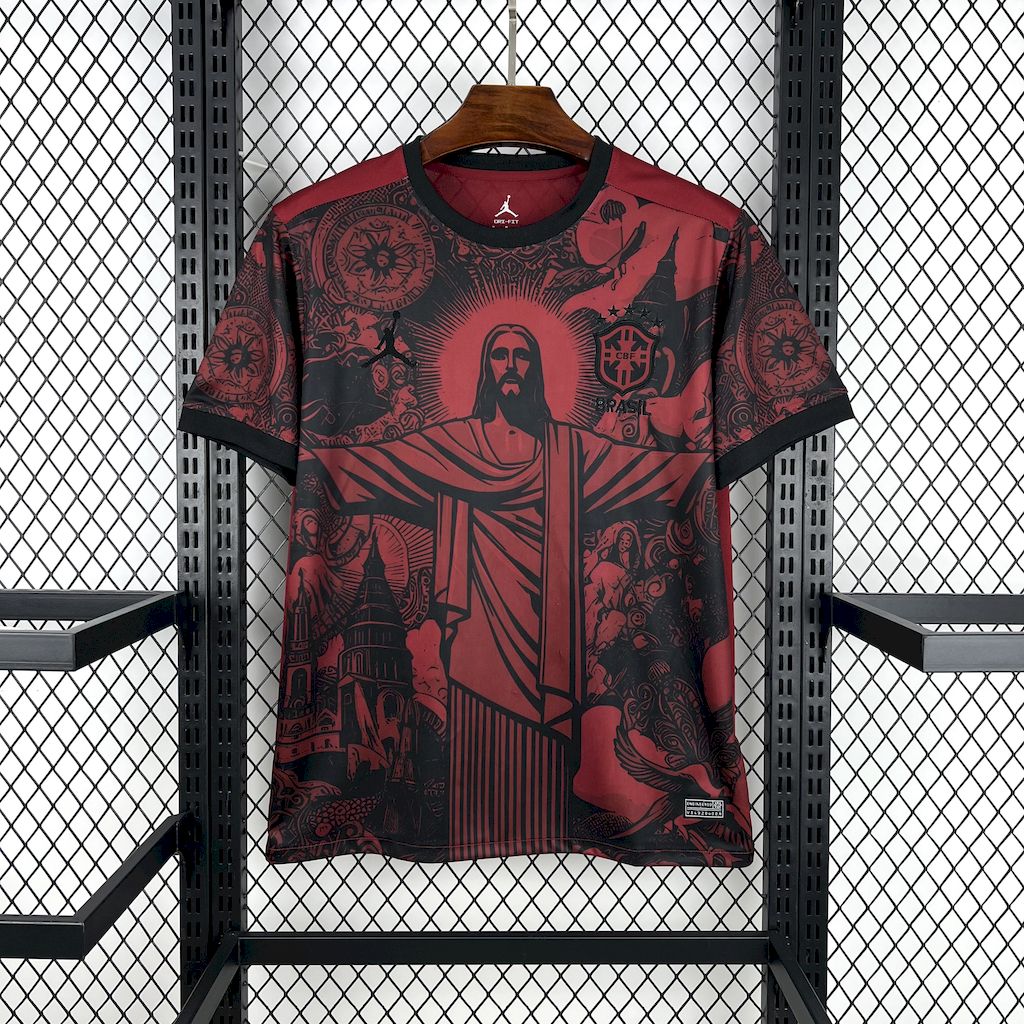 Brasil 2025/26 Camisola Especial Jordan Preta e Vermelha – Homem