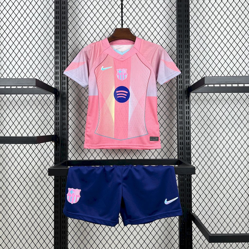 Barcelona 2025/26 Conjunto Rosa Edição Especial – Criança