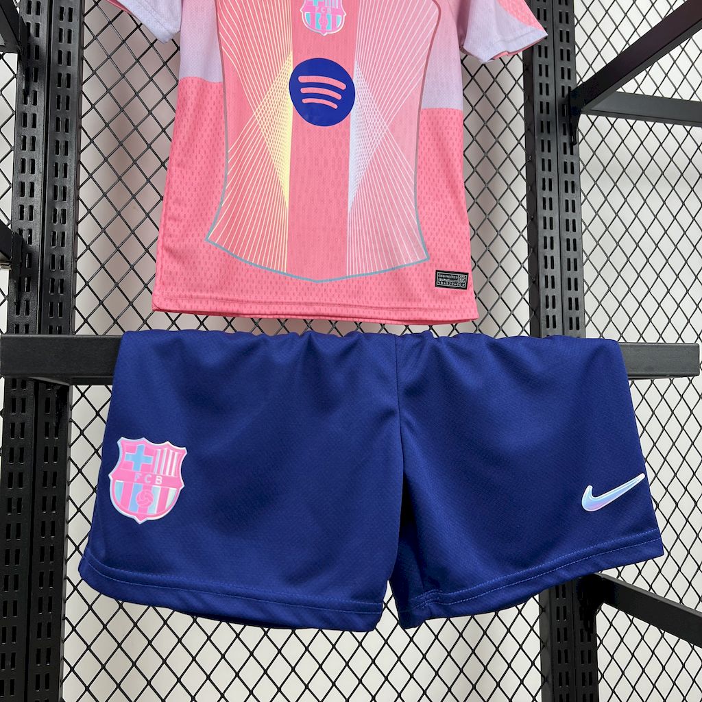 Barcelona 2025/26 Conjunto Rosa Edição Especial – Criança