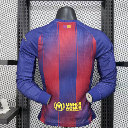 Barcelona 2025/26 Camisola Principal de Manga Comprida Versão Jogador – Homem