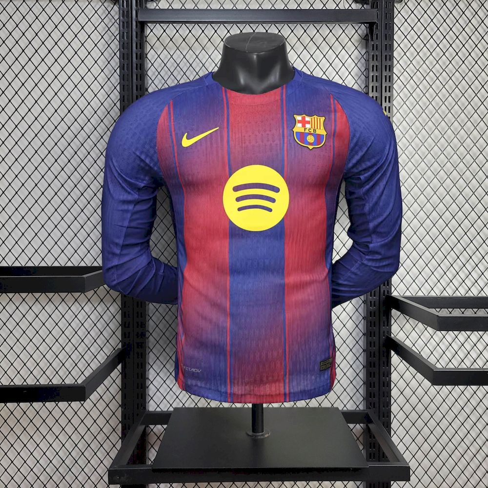 Barcelona 2025/26 Camisola Principal de Manga Comprida Versão Jogador – Homem