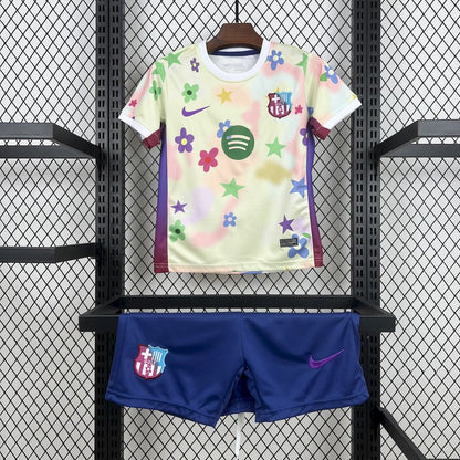 Barcelona 2025/26 Conjunto Especial Flower – Criança
