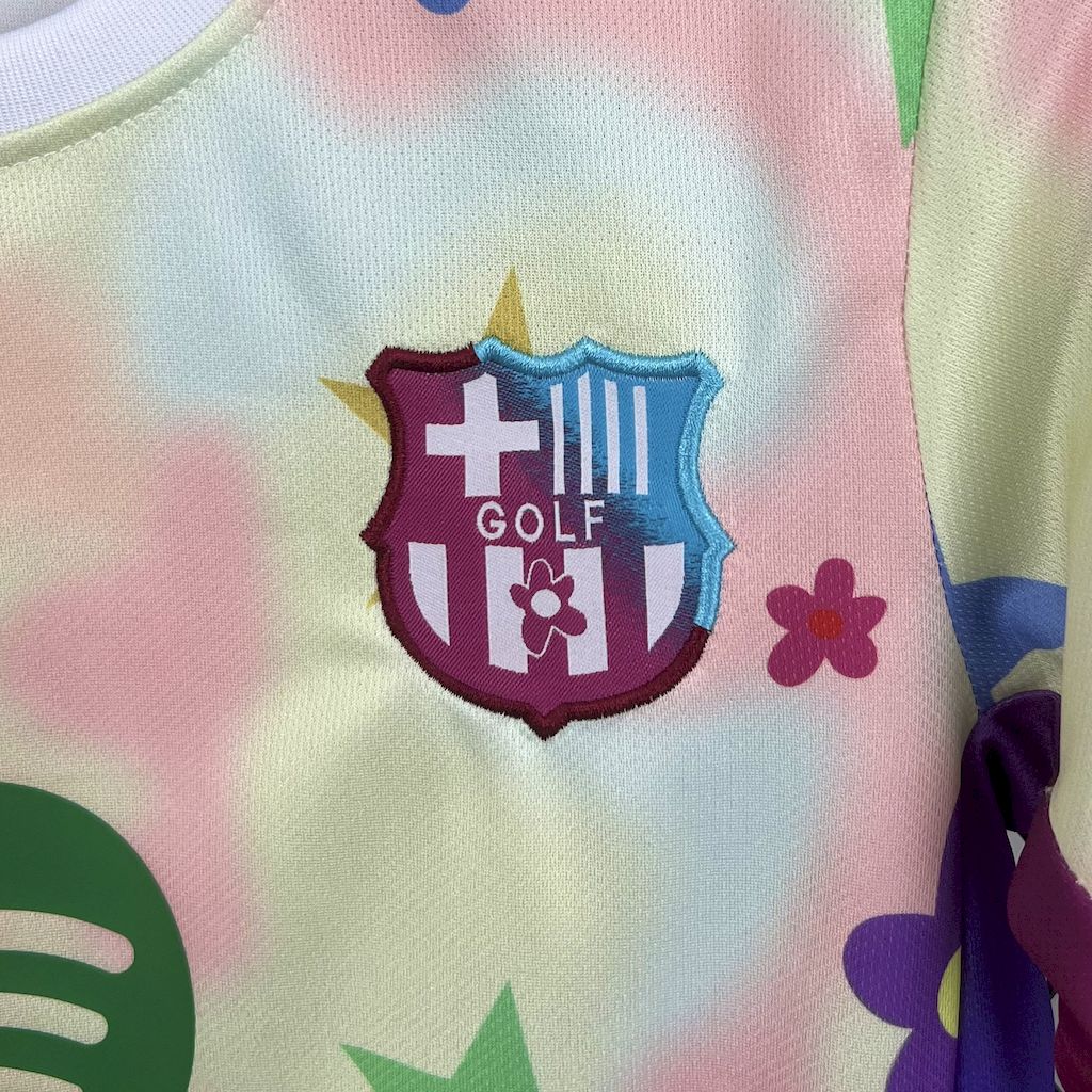 Barcelona 2025/26 Conjunto Especial Flower – Criança