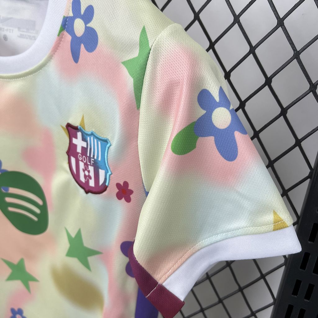 Barcelona 2025/26 Conjunto Especial Flower – Criança