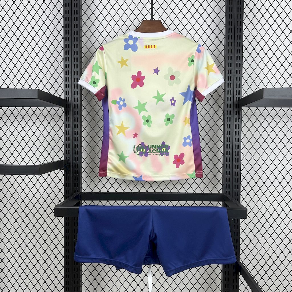 Barcelona 2025/26 Conjunto Especial Flower – Criança