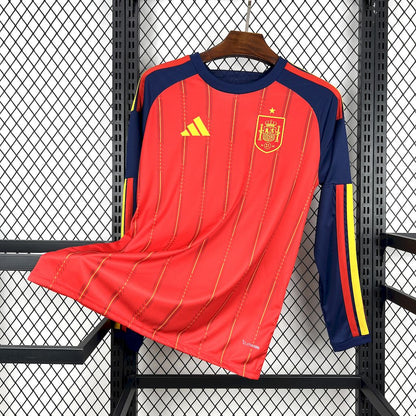 Espanha 2026 Camisola Principal Mundial de Manga Comprida (Versão Campeão 2 Estrelas) – Homem