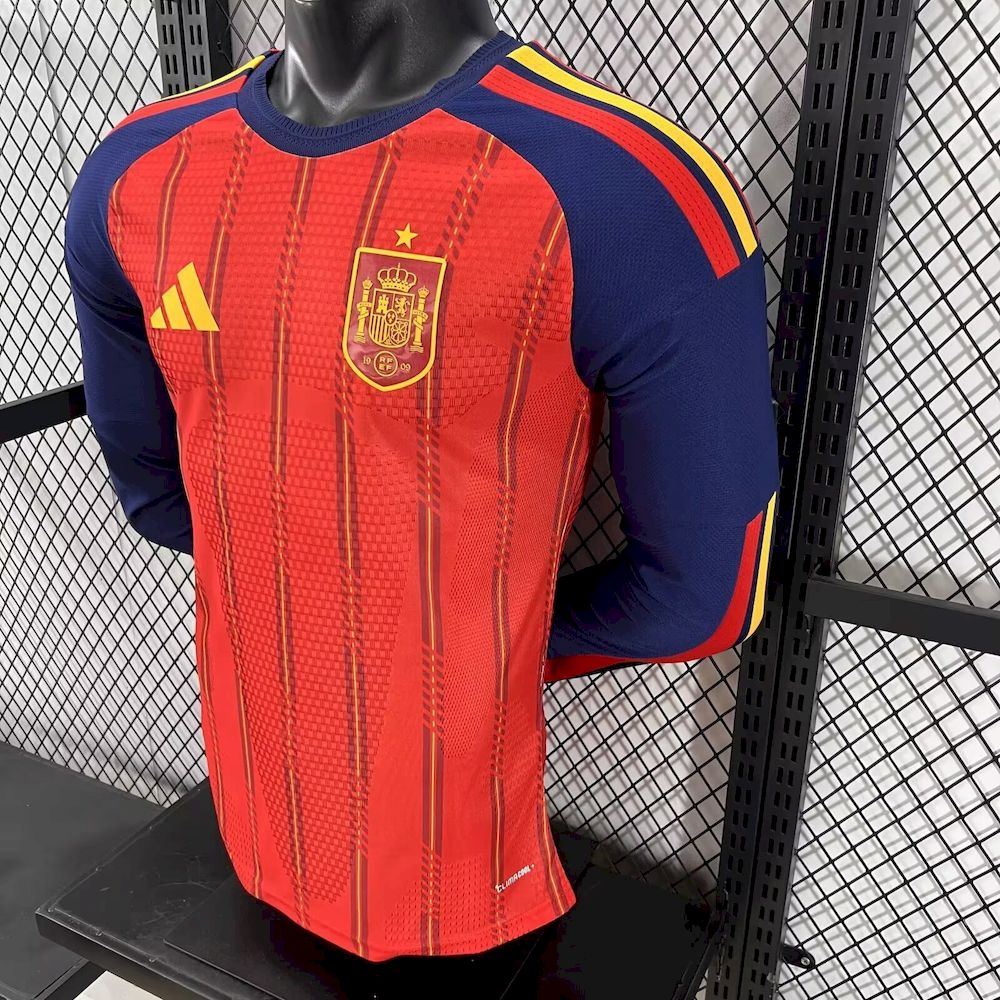 Espanha 2026 Camisola Principal Mundial de Manga Comprida Versão Jogador (Versão Campeão 2 Estrelas) – Homem