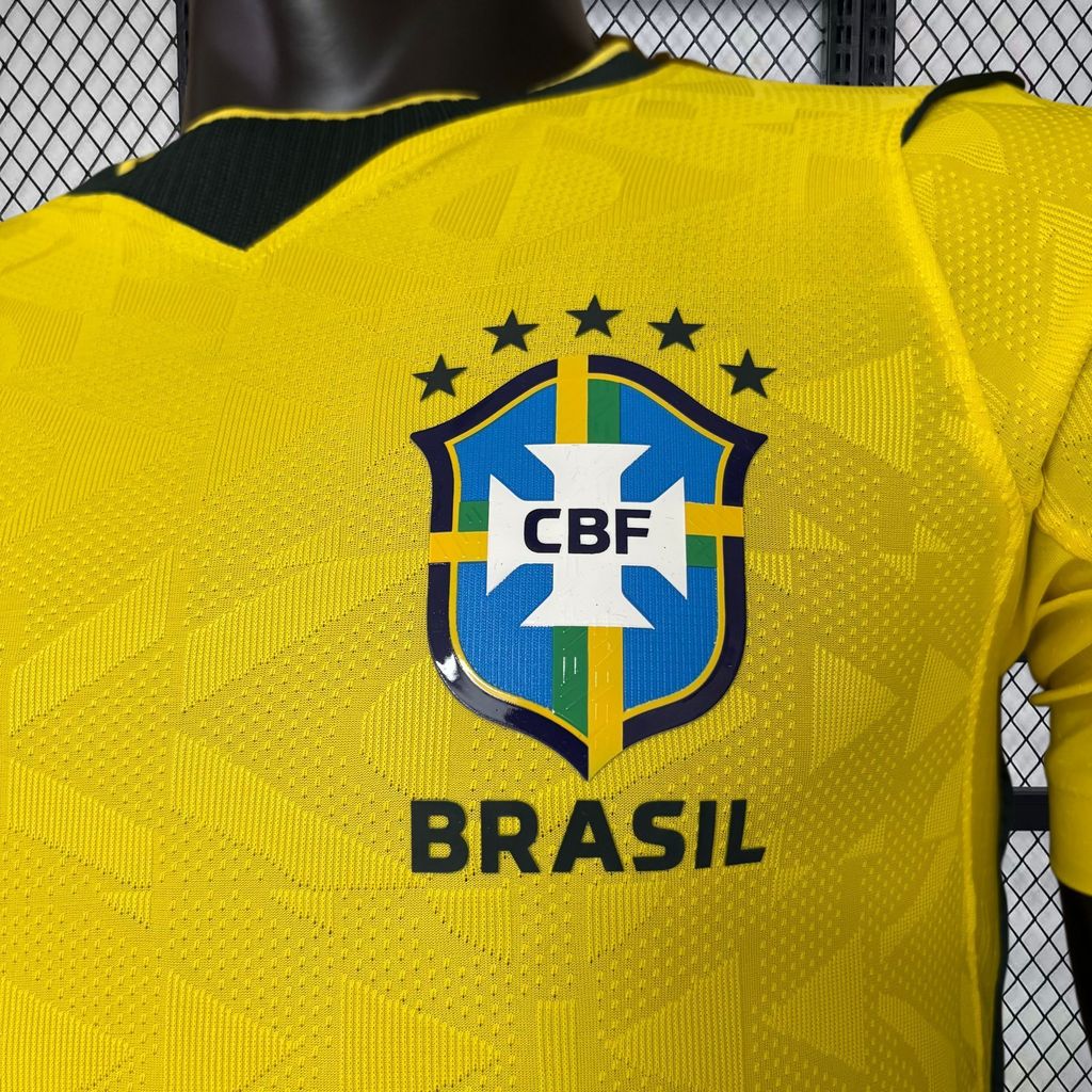 Brasil 2026 Camisola Principal Mundial de Manga Comprida Versão Jogador – Homem
