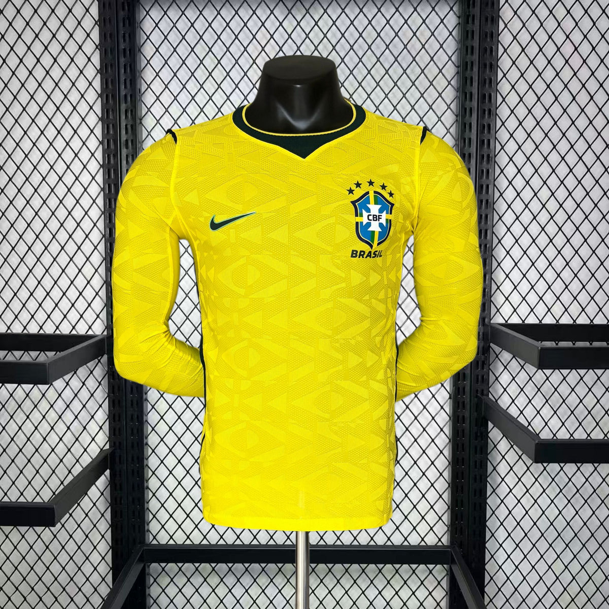 Brasil 2026 Camisola Principal Mundial de Manga Comprida Versão Jogador – Homem
