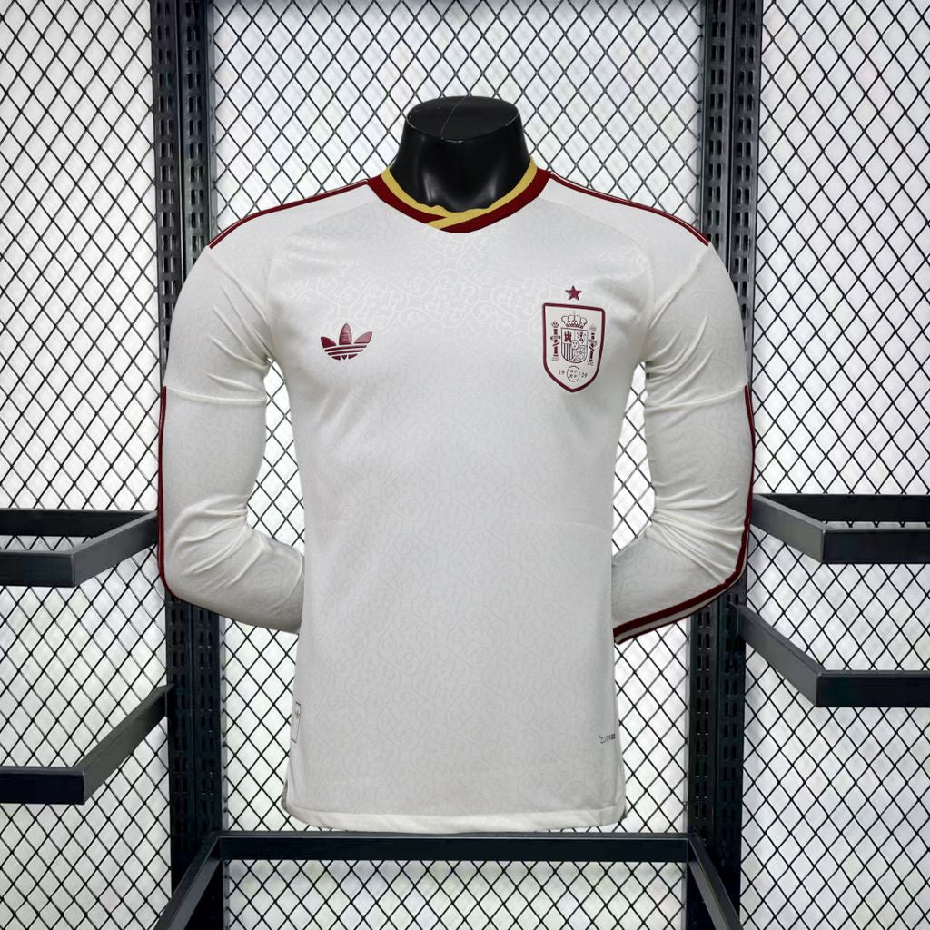Espanha 2026 Camisola Alternativa Mundial de Manga Comprida Versão Jogador (Versão Campeão 2 Estrelas) – Homem